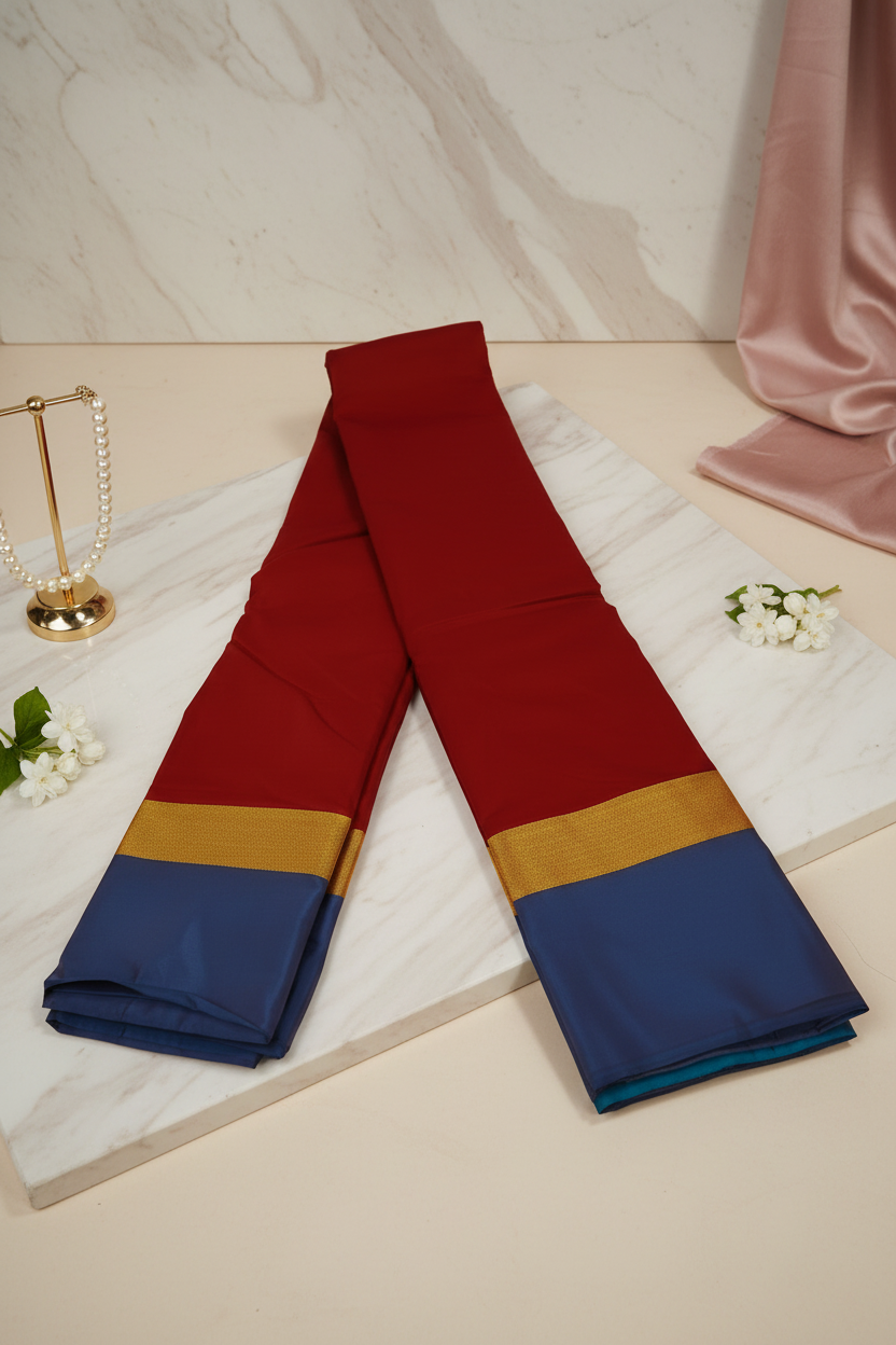 maroon_polysilk_plain_saree