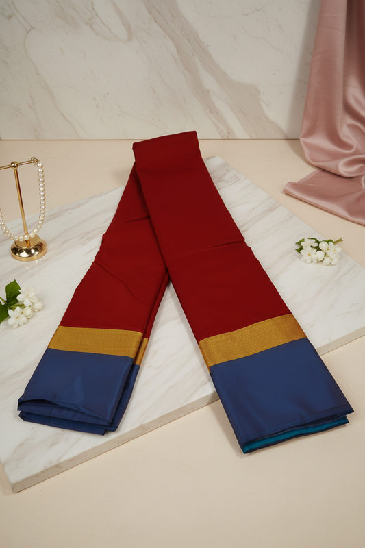 maroon_polysilk_plain_saree
