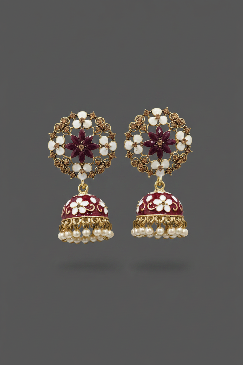 maroon_white_meenakari_earrings