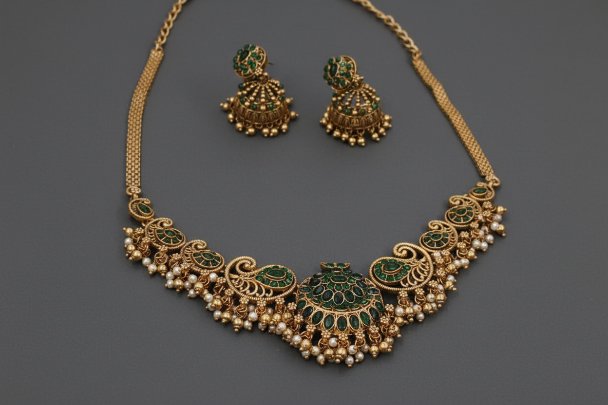green matte necklace 