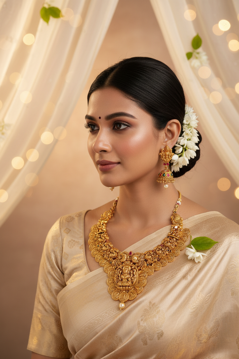 matte lakshmi peacock necklace