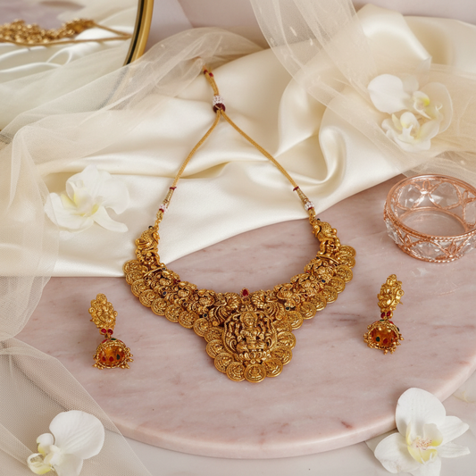 matte lakshmi peacock necklace