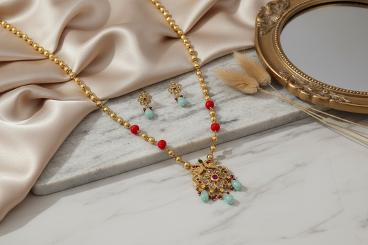 Monalisa Gold and Coral beads chain 