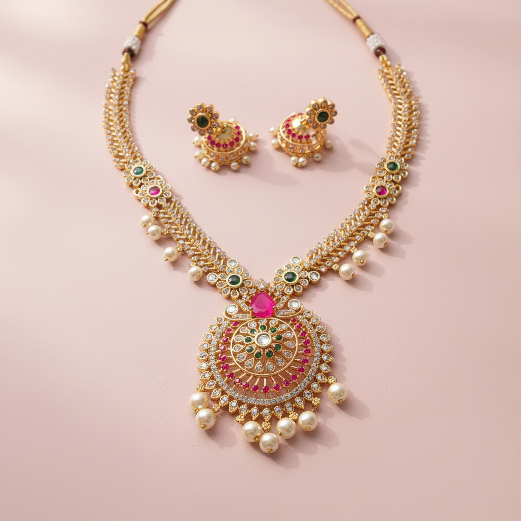Multi AD Stone Necklace