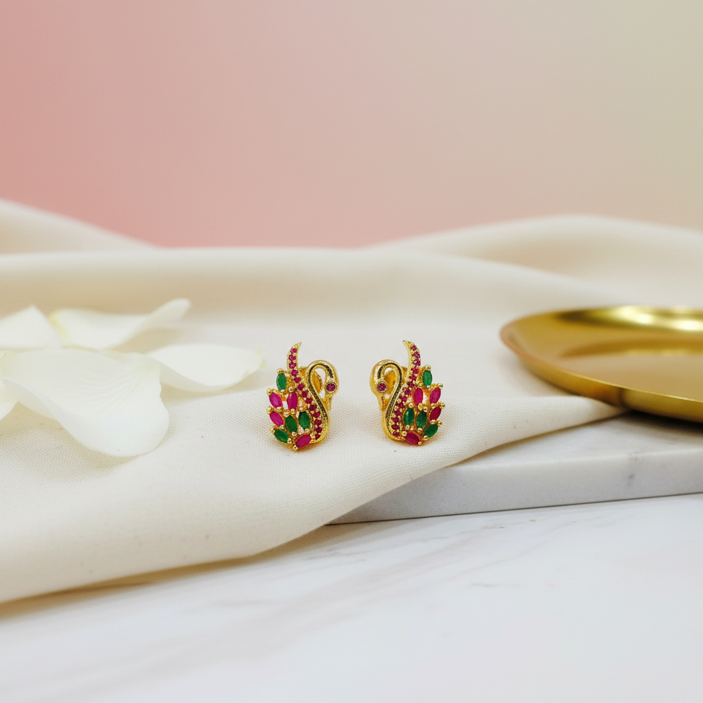 Multi AD Swan Earrings 