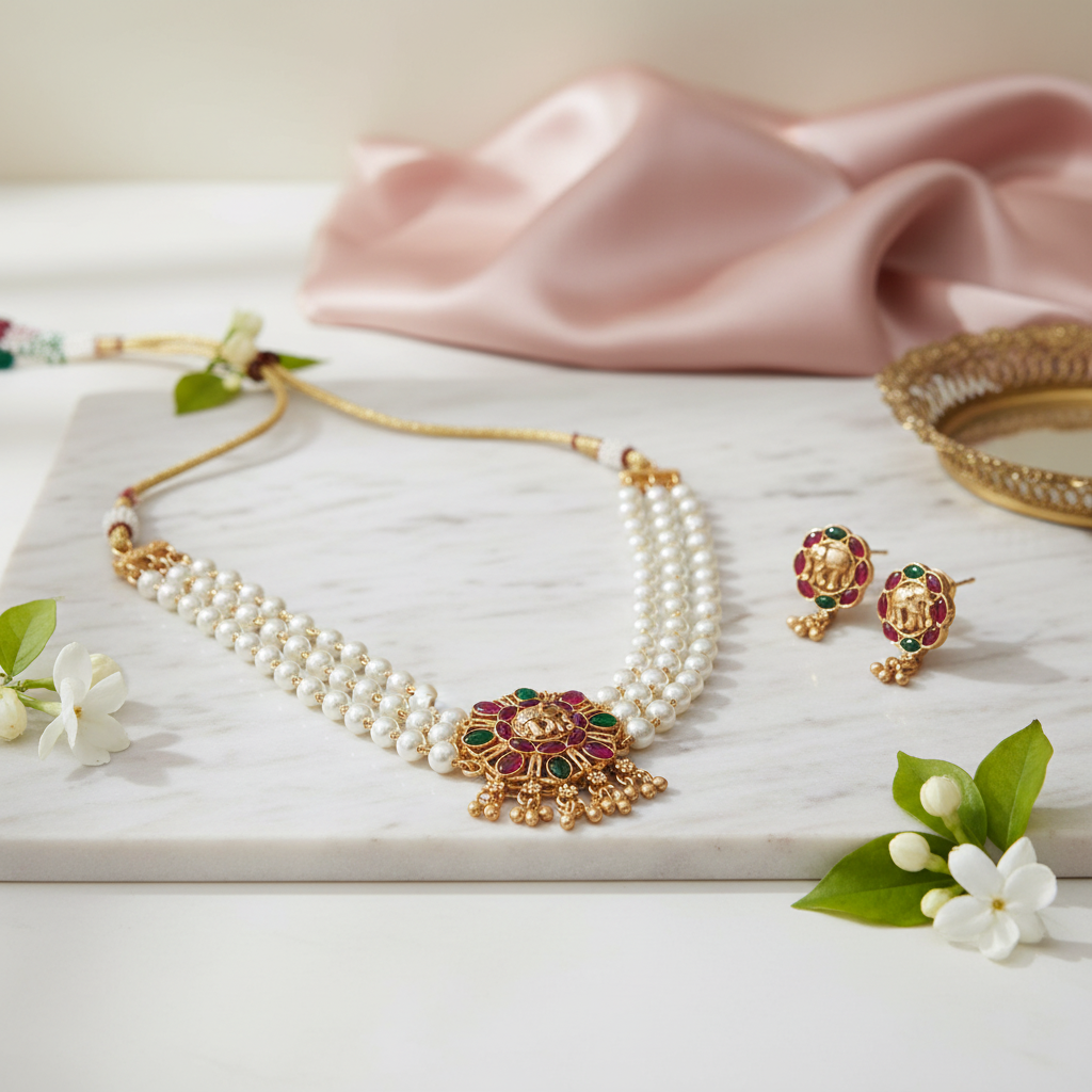 Multi Elephant Pearl Choker 