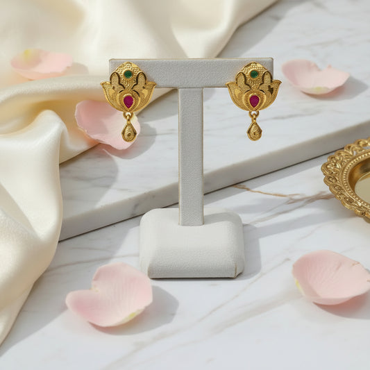 Multi Stone Golden Earrings 