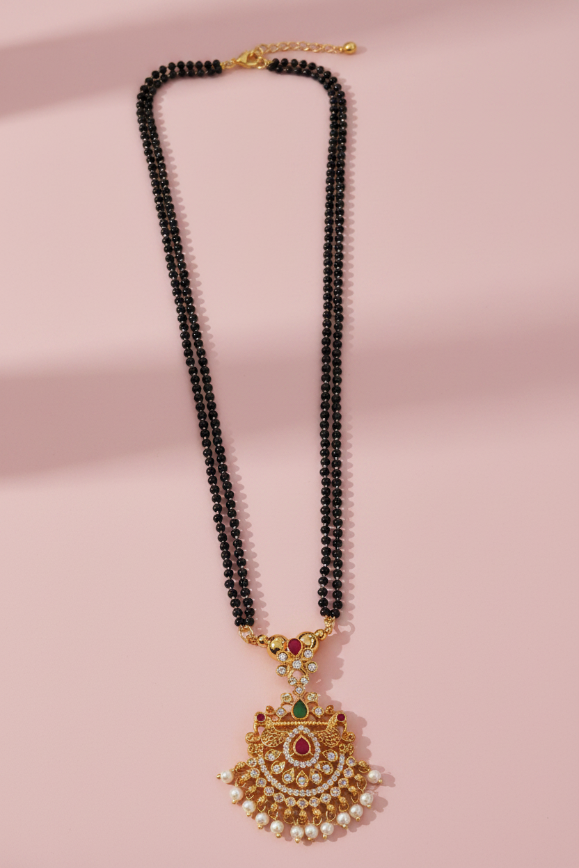 Multi stone Matte Mangalsutra 