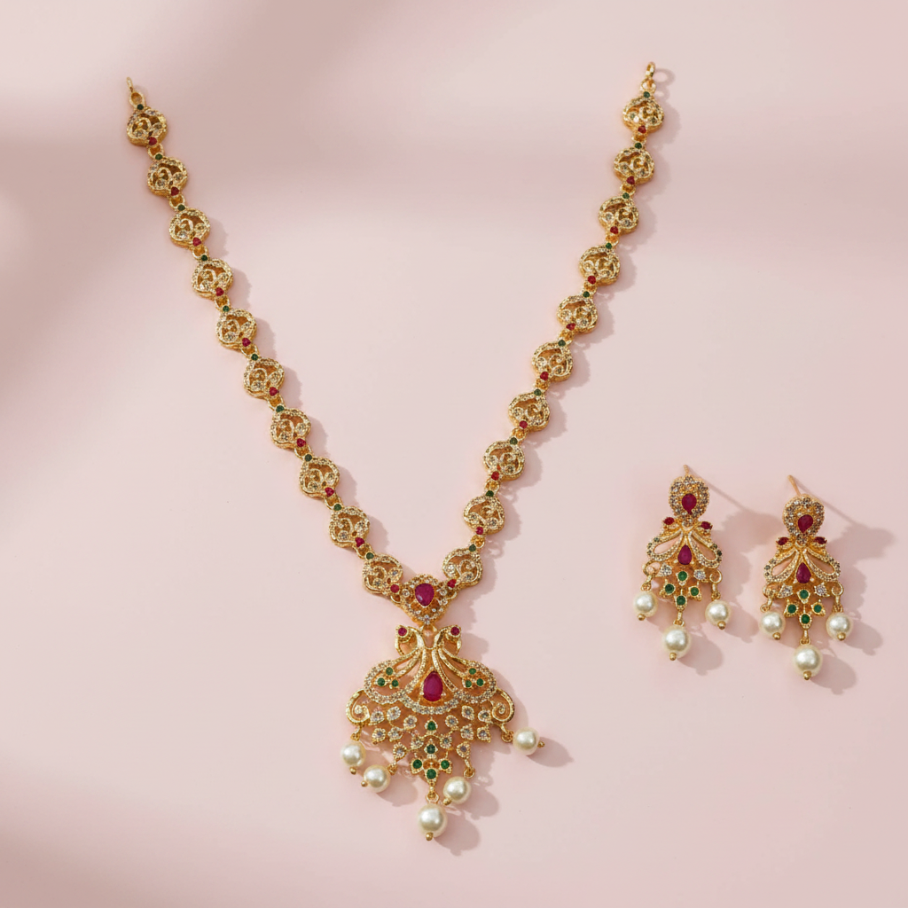 Multicolor Gold finish Necklace 