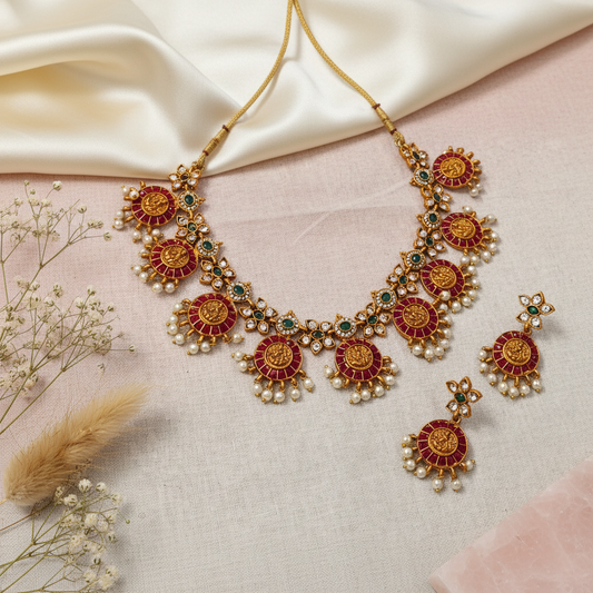 Multicolor Lakshmi Matte Necklace