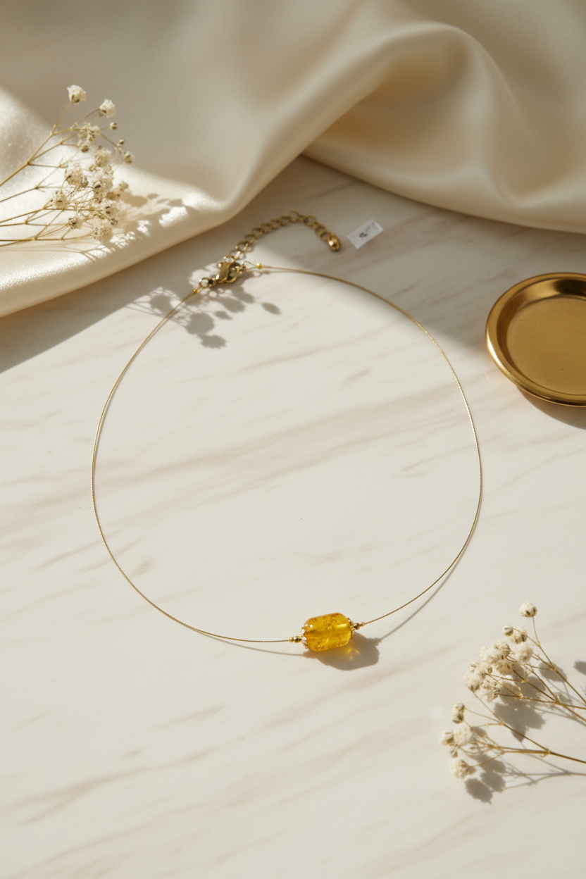 Orange Bead Invisible Chain 