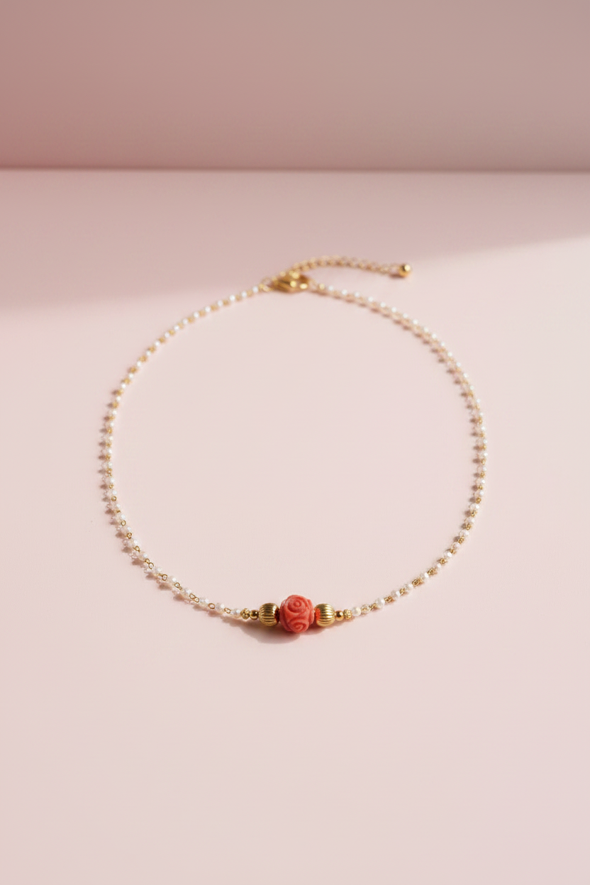 Orange bead Pearl Chain 