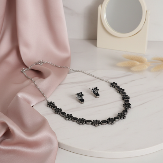 oxidised black necklace 