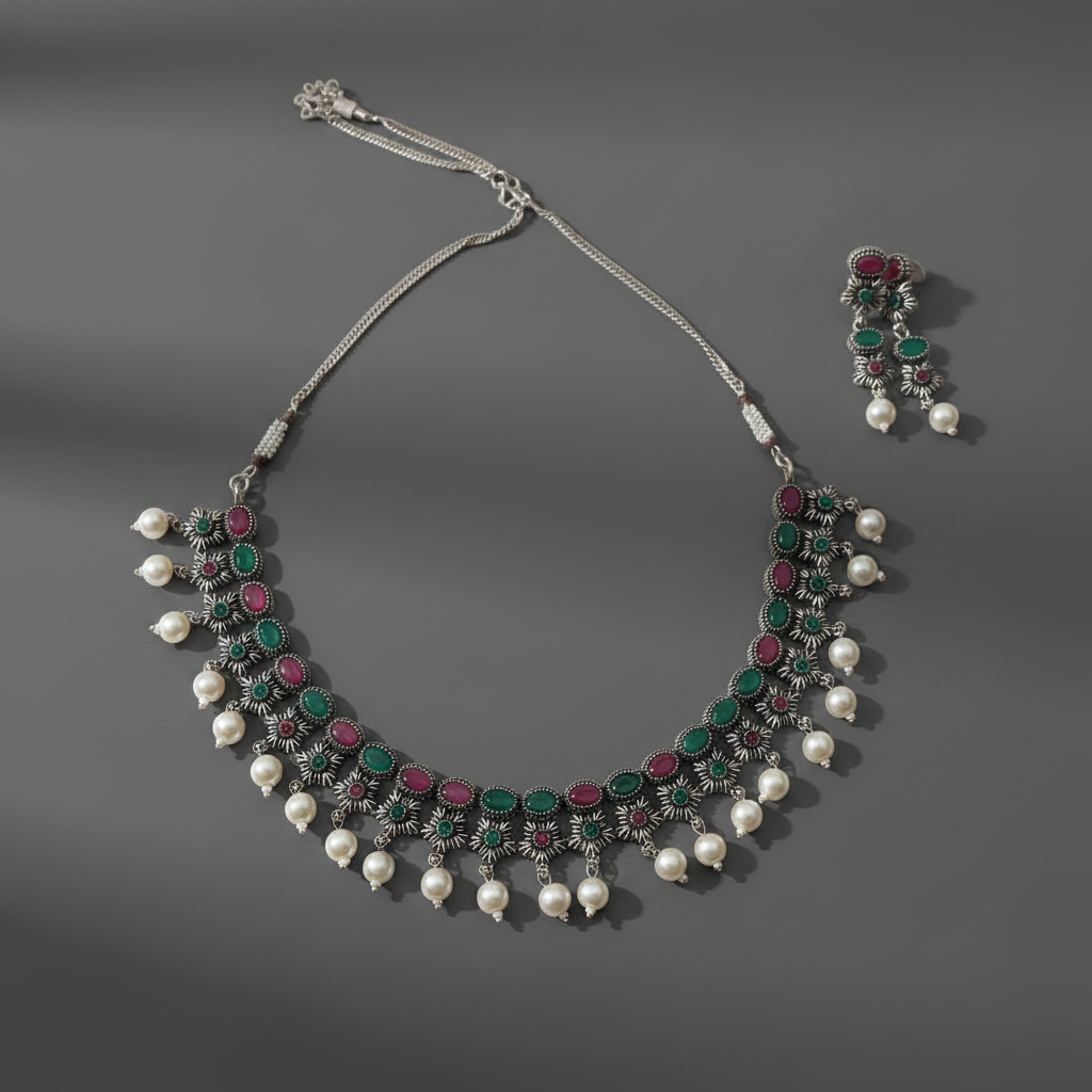 Multicolor Oxidised Necklace