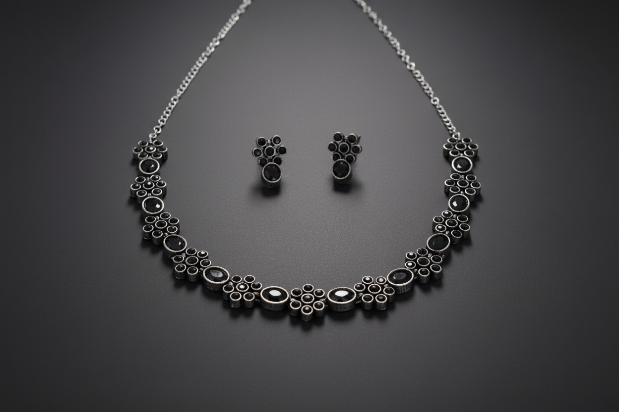 oxidised black necklace 