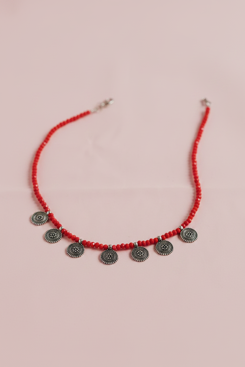 Oxidised Red crystal Chain 