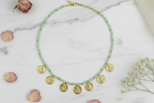 pastel green Crystal Lakshmi Coin