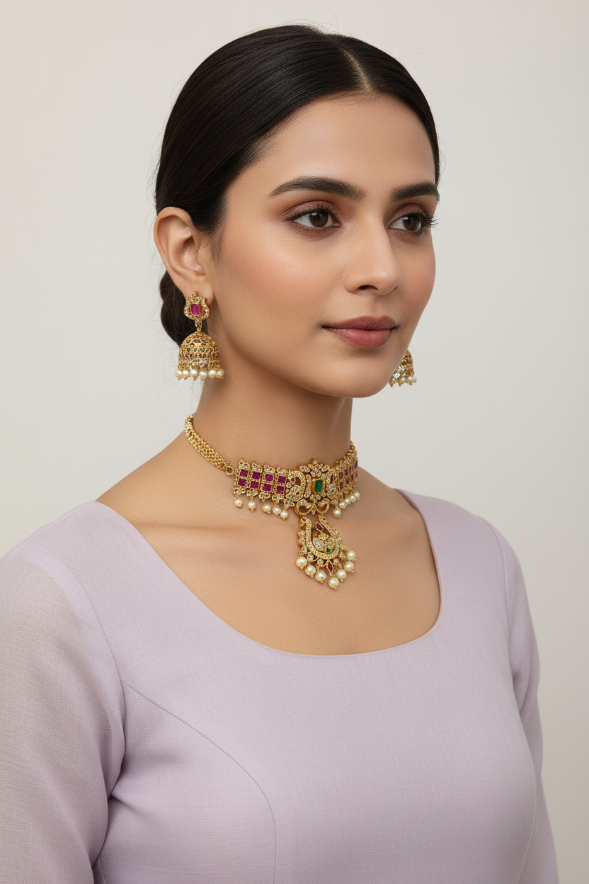 Peacock choker Ruby 
