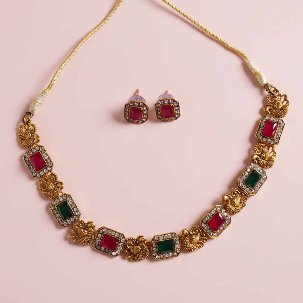 Peacock Matte Necklace 