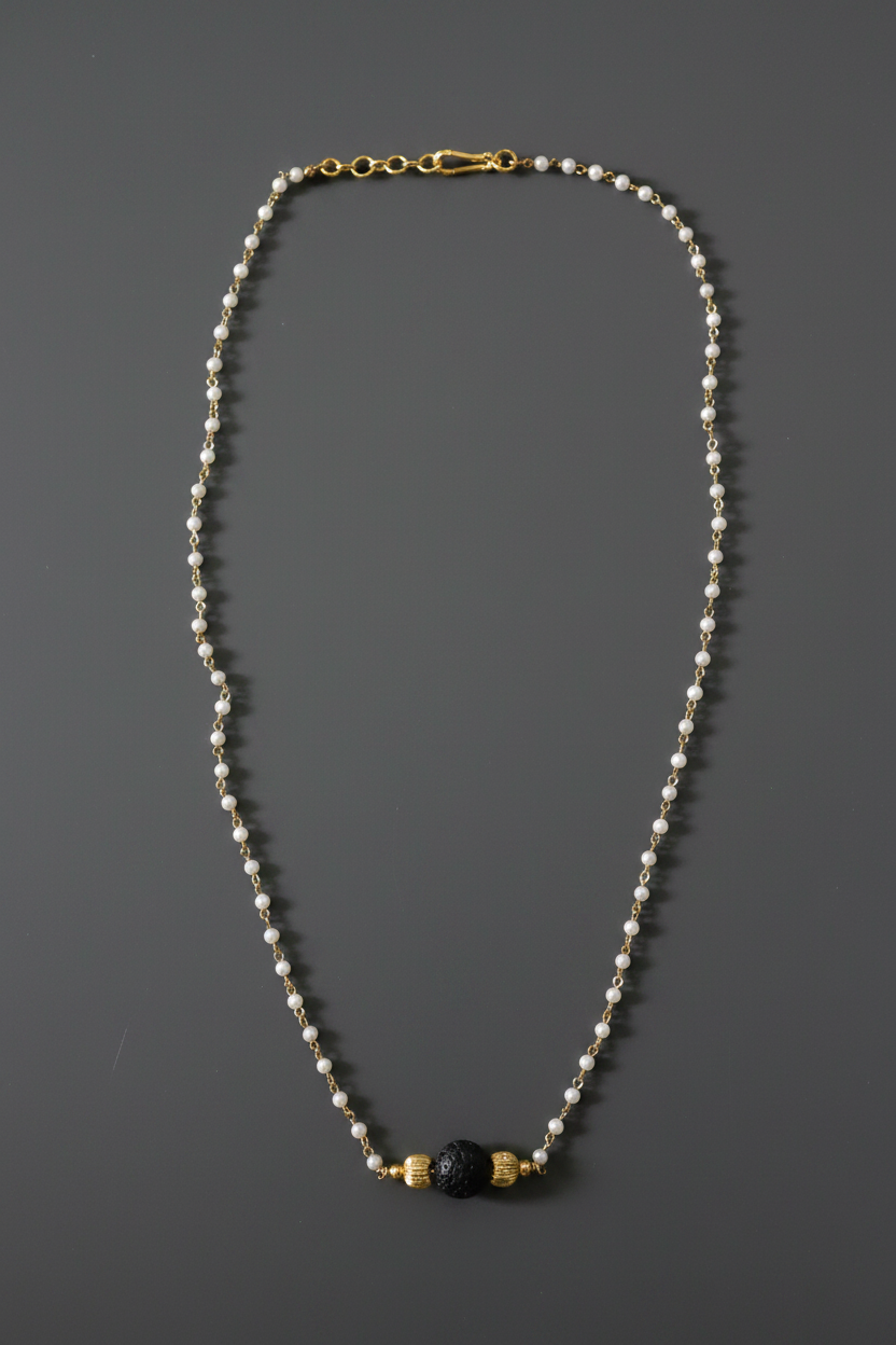 Pearl Chain Black Bead 