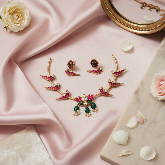 Pink Bird Hasli Necklace 