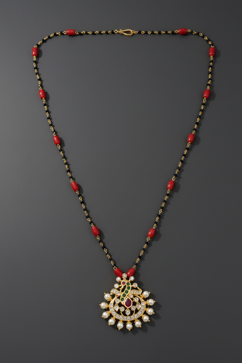 Premium Coral Beads Mangalsutra 