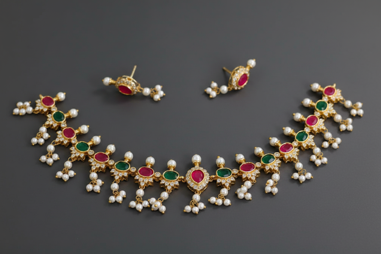 premium multicolor AD stone necklace