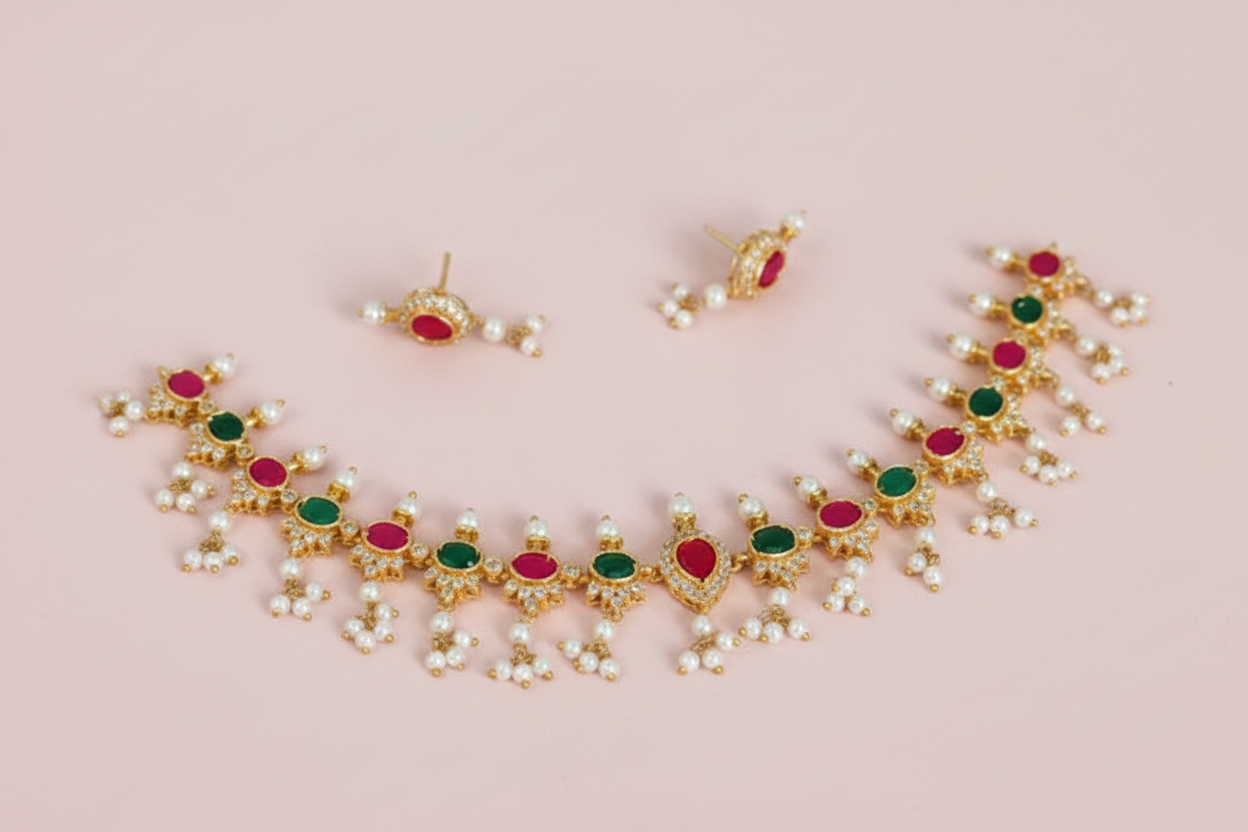 premium multicolor AD stone necklace