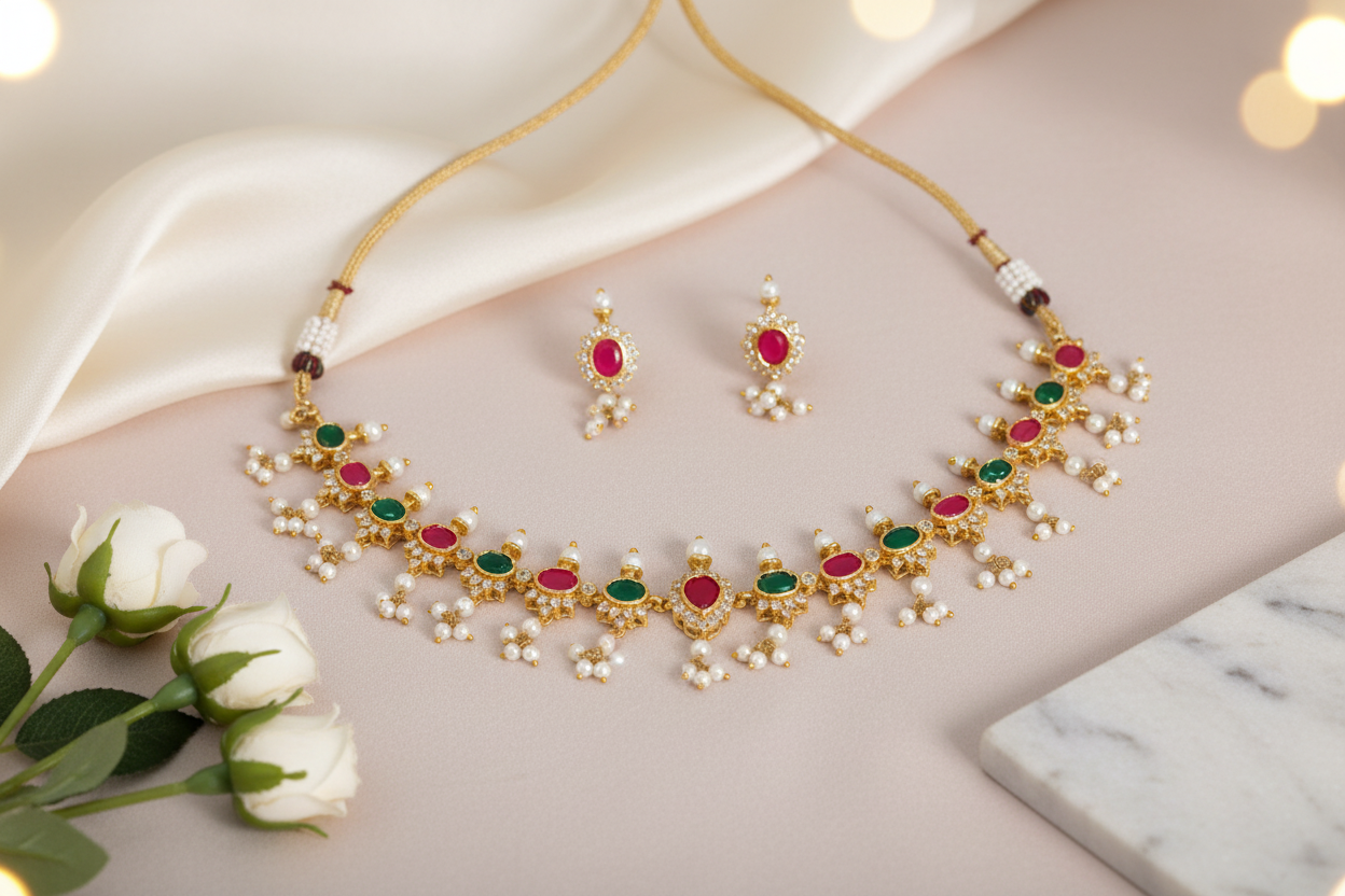 premium multicolor AD stone necklace