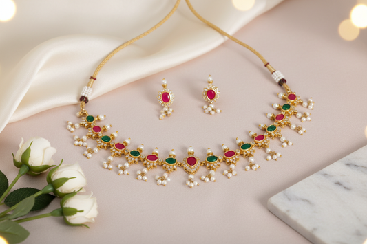 premium multicolor AD stone necklace