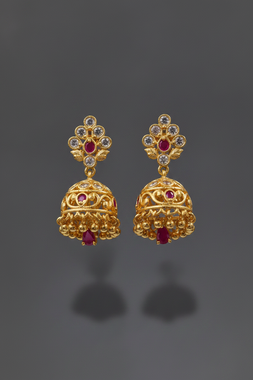Premium Pink Impon Jhumkas 
