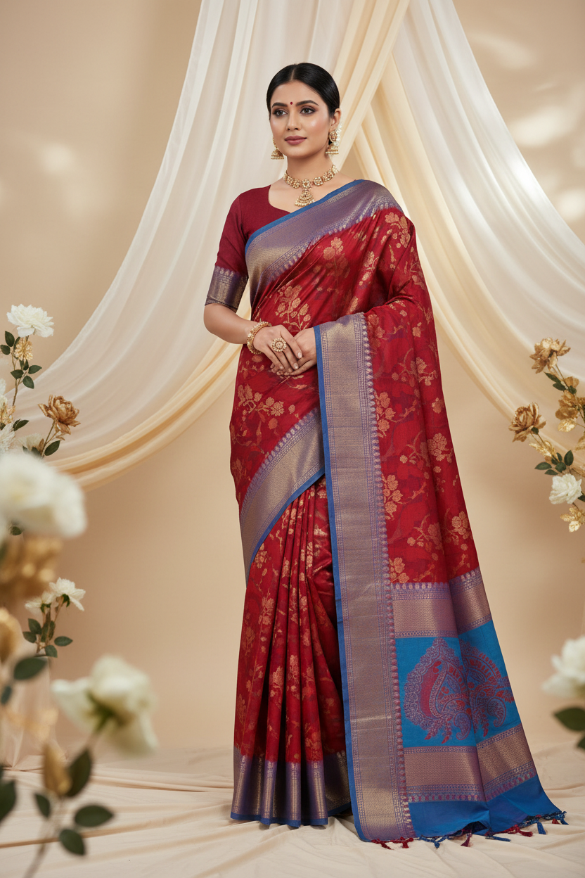 red__kubera_shine__saree