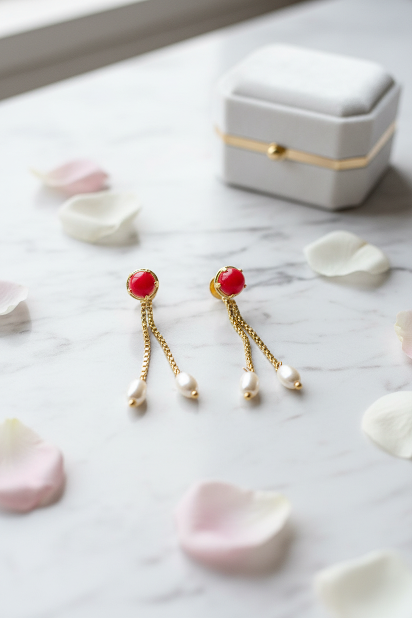 Red Coral Earrings