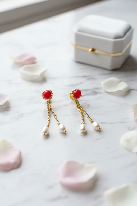 Red Coral Earrings