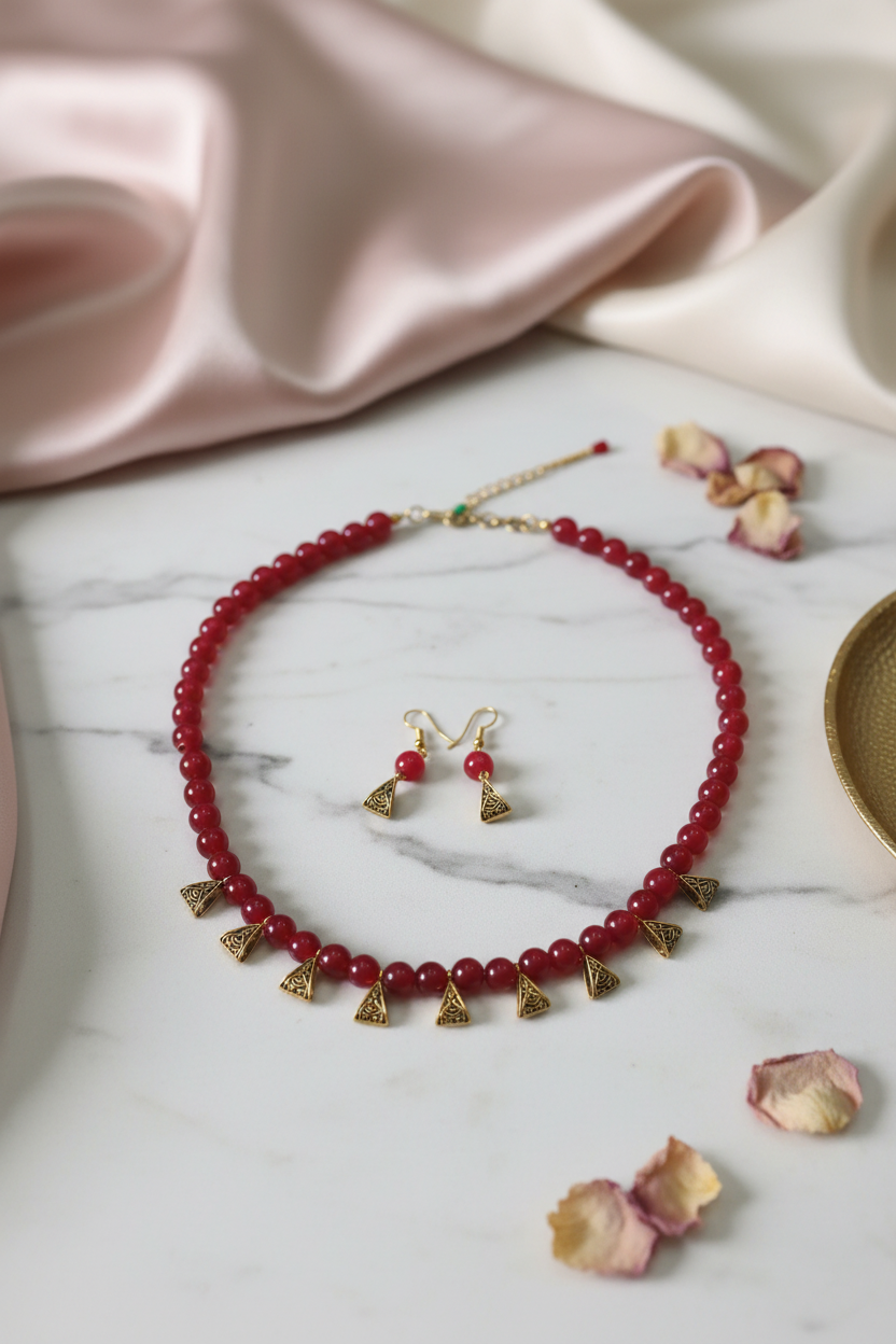 Red glass bead chain 