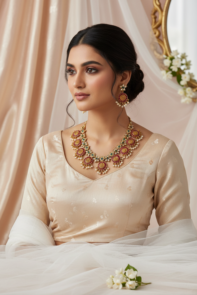 Red Lakshmi Matte Necklace
