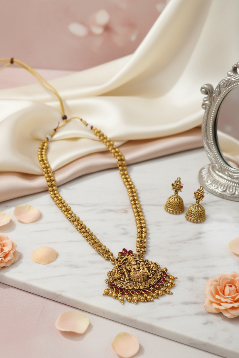 Red Lakshmi Pendant Haram