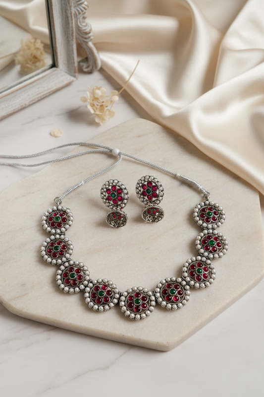 Red Oxidised Necklace 