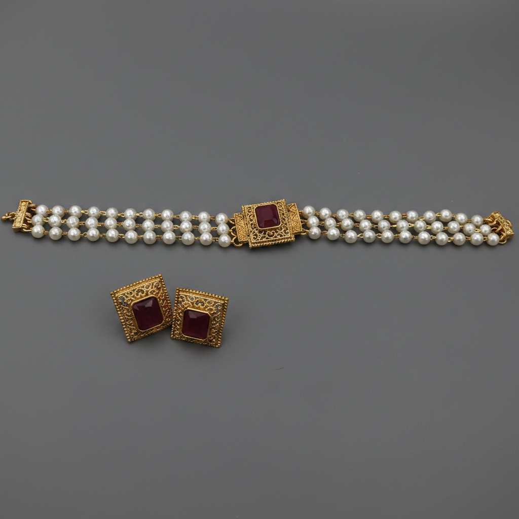 Red Pearl Choker Antique 