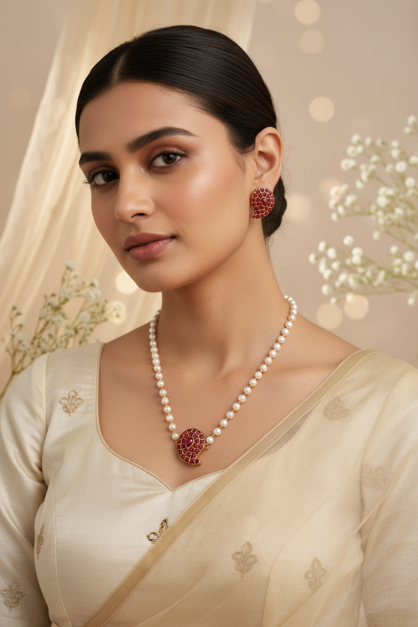 red ruby mango pearl choker/necklace