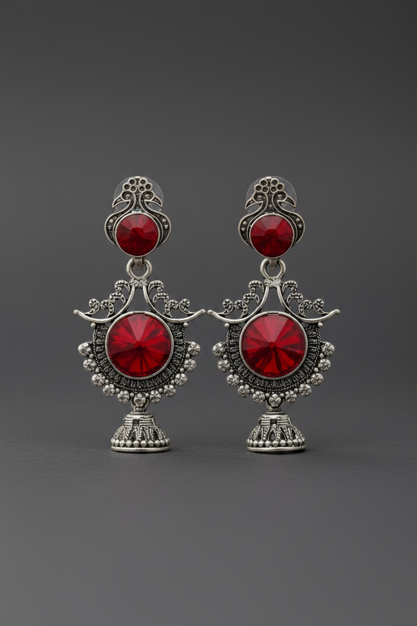 Red Metal Earrings
