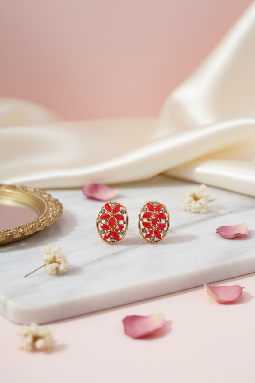 Red Stud Earrings