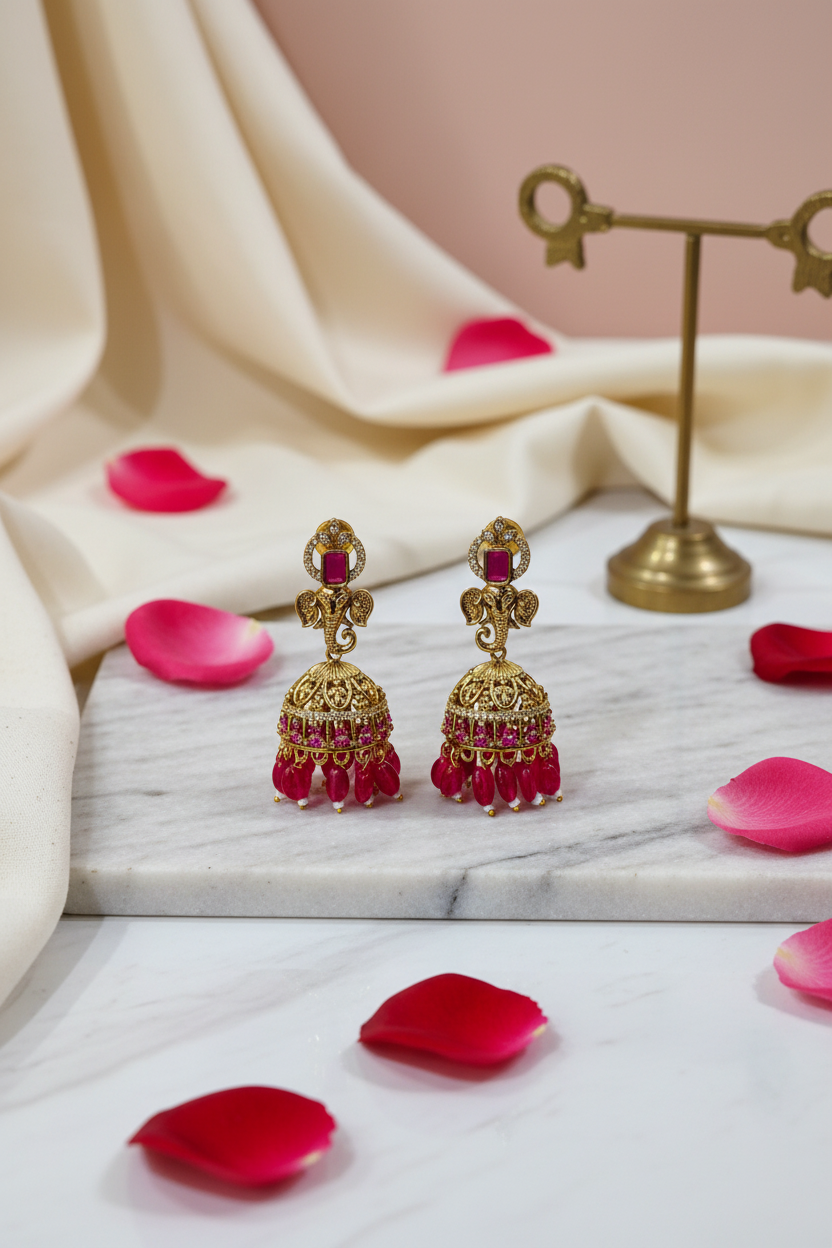 Ruby Ganesha Jhumka 