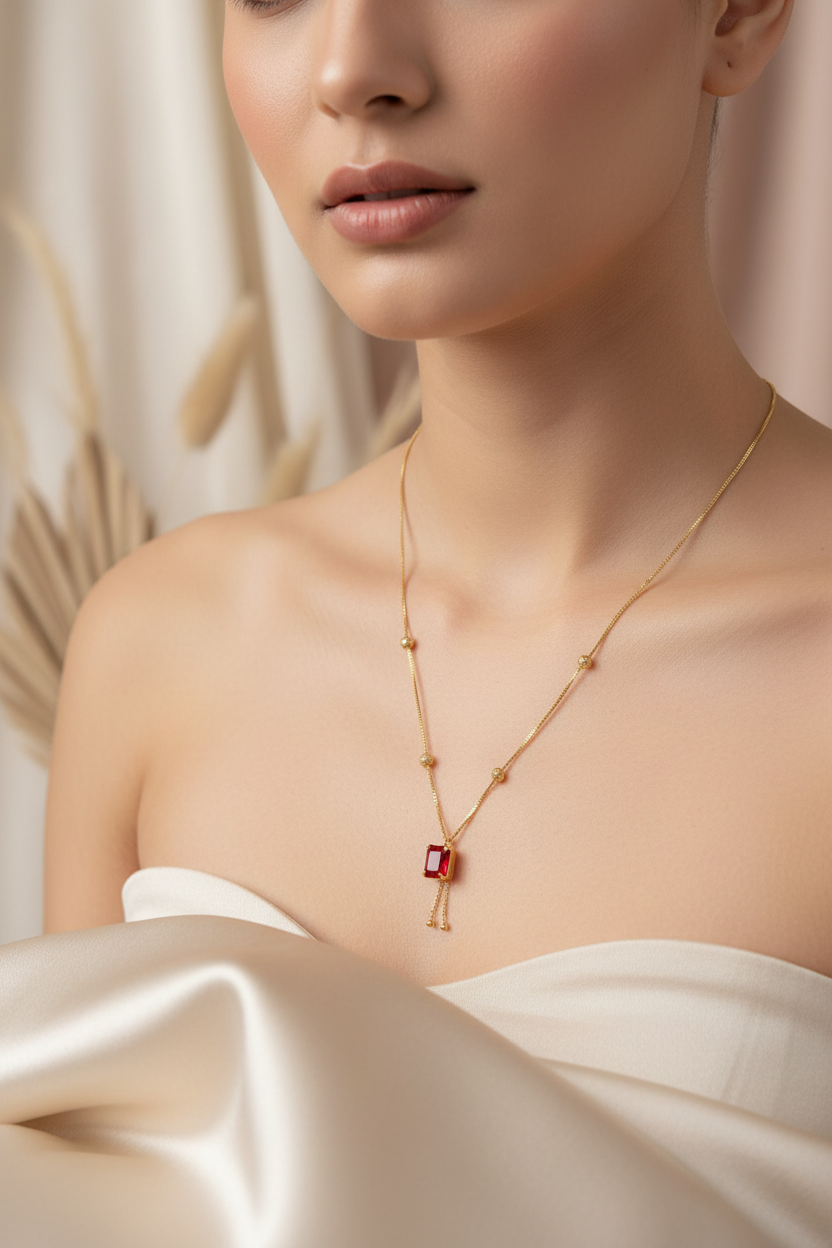 Ruby stone Gold Replica chain