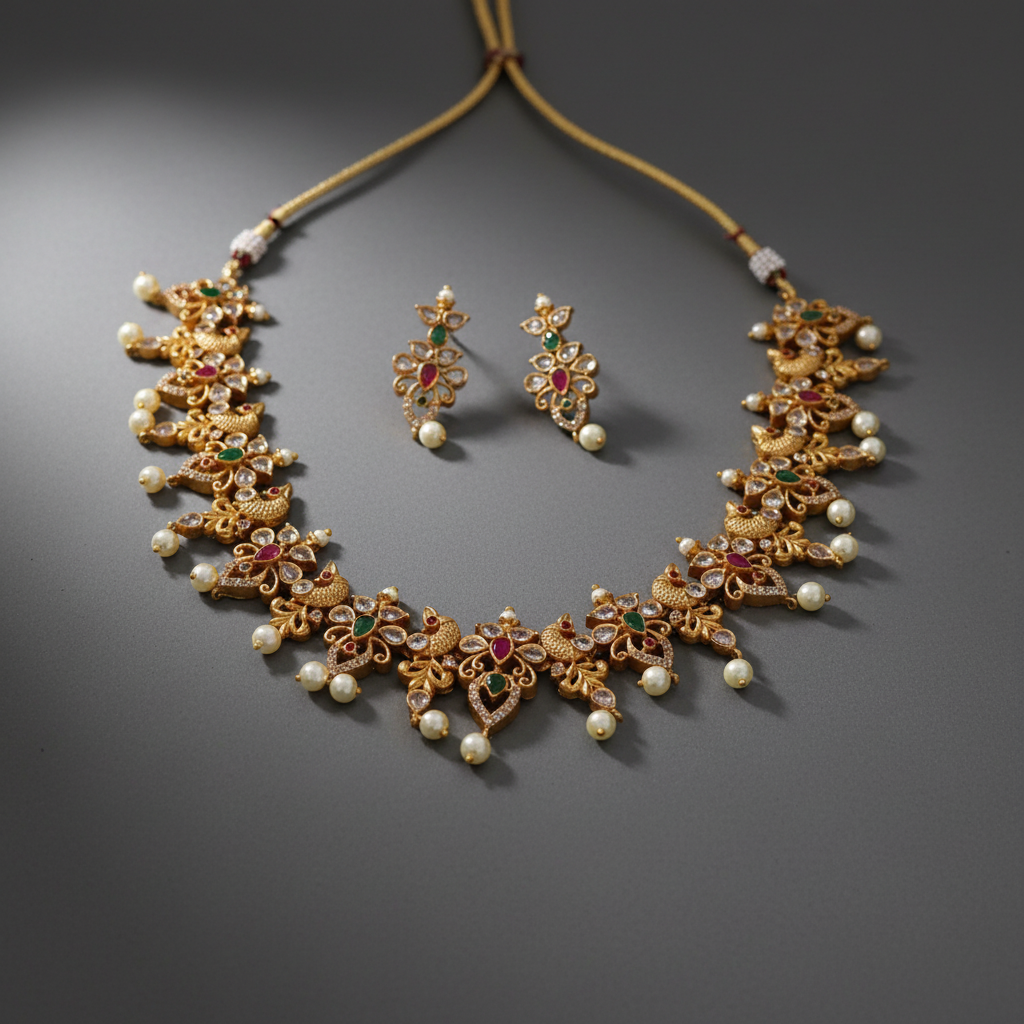 multicolour peacock stone necklace 