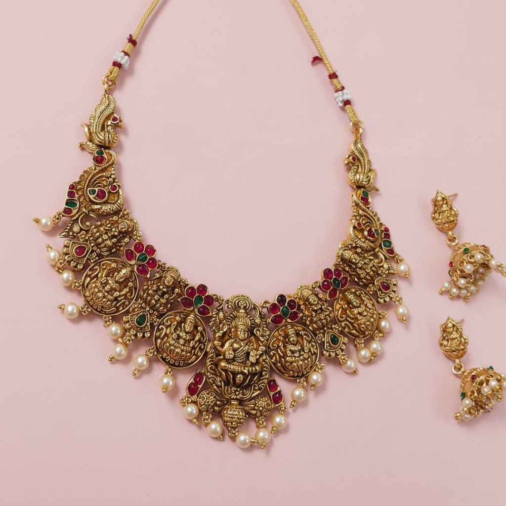 Temple Lakshmi Matte Necklace 