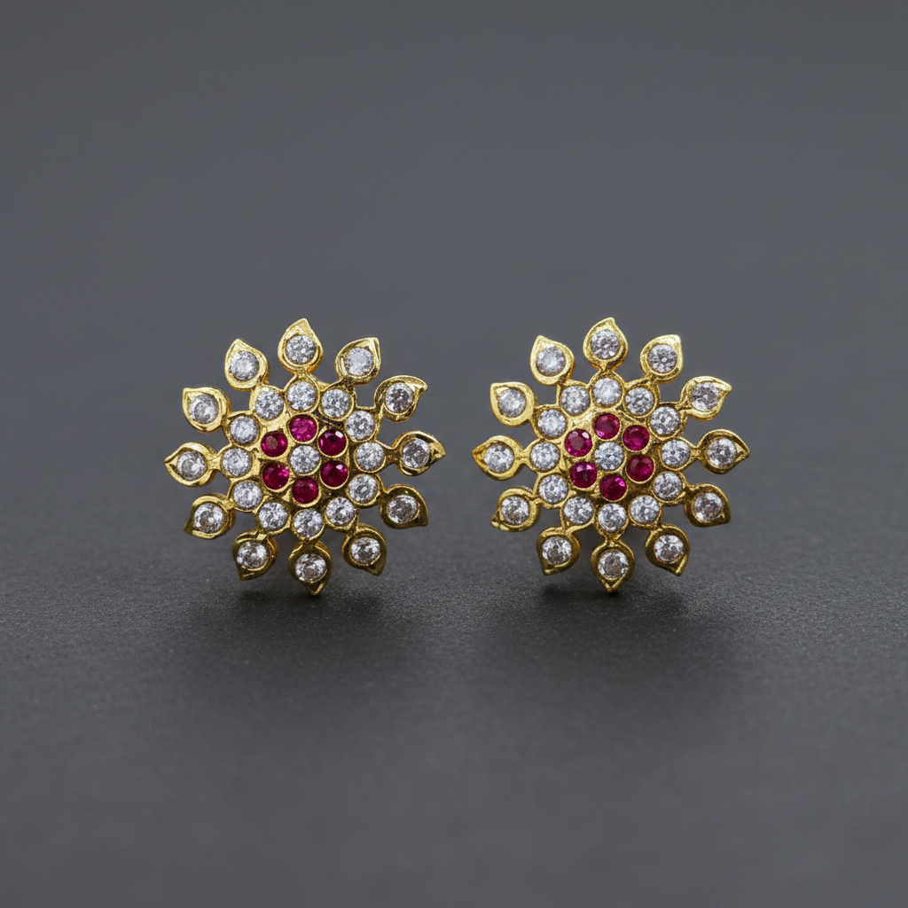 White Stone Impon Earrings 