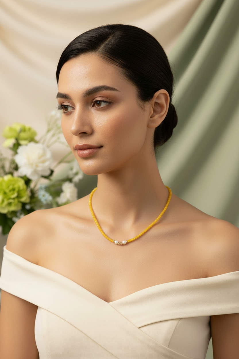 yellow Beads Crystal Chain